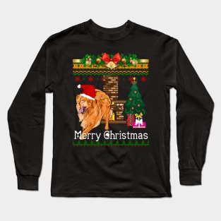 Ugly Christmas Sweater Golden Retriever Long Sleeve T-Shirt